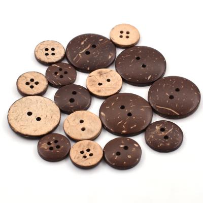 China Natural Dry Cleaning Style Round Garment Decoration 2 Holes 4 Holes Clothes Shell Coconut Button For Shirts for sale