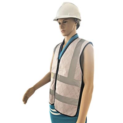 China Zipper Closure Ice Water Activated Vest Water Cooled Vest Water Cooled Rides Reflective Stripes Evaporating Cooling Vest for sale