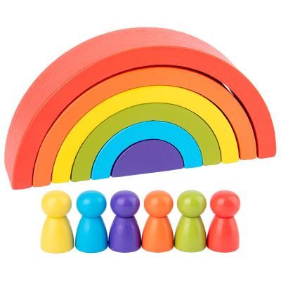 China Wooden Rainbow Stacking Toy Set Wooden Toy For Children Educational Wooden Toys CDWD001 for sale