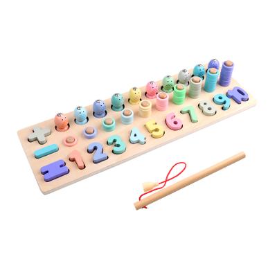 China Math Shape Wooden Puzzle Fishing Game Toys Wooden Children Educational Wooden Toys CDWD005 for sale