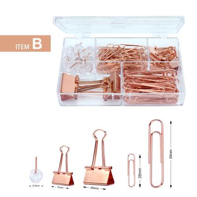 China Offic School Hot Selling Fashion Mounted Gold Office Mini Fashion Paper Clips Acrylic Creative Stationery Set for sale