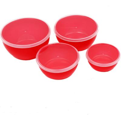 China Disposable Multifunctional 4 Pieces Nested Plastic Mixing Bowl Set With Lids for sale