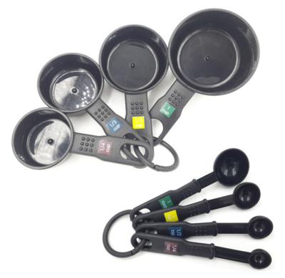 China Stocked 8pcs Plastic Graduated Baking Measuring Cups And Spoons Set Cooking Tools for sale