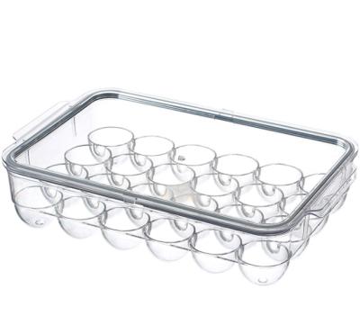 China Fresh-Keeping Egg Tray Clear (24 Grids) Fresh-Keeping Refrigerator Egg Storage Bin Refrigerator Egg Box for sale