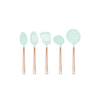 China Custom Nylon Soft Stocked 5 Piece Stainless Steel Cooking Kitchen Accessories Tools Utensils Baking Set for sale