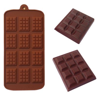 China 12 Square Chocolate Mold Small Cake Shape Silicone Decorations Disposable Pastry Baking Tools for sale