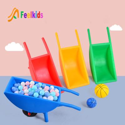 China 2021 Popular Children Plastic Baby Toys Educational Games Kindergarten Education Toy Wheelbarrow Balanced Cart Single Wheel for sale