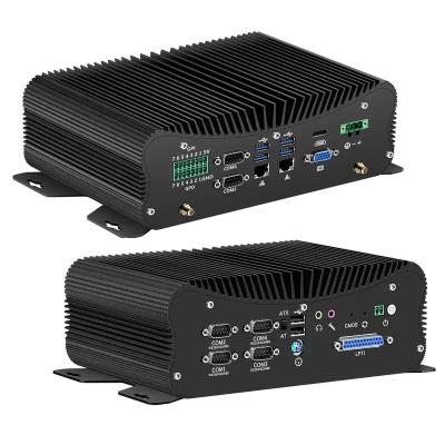 China Desktop Computer 24V Fanless Project Application Application Core i3 i5 i7 10510U with 2*RJ45 6*RS232 RS485 2* DDR4 M.2 GPIO LPT PS/2 PC Industrial Mini for sale