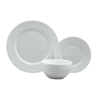 China Factory direct sales porcelain dinner set viable embossed dinner set for kitchen dining room for sale