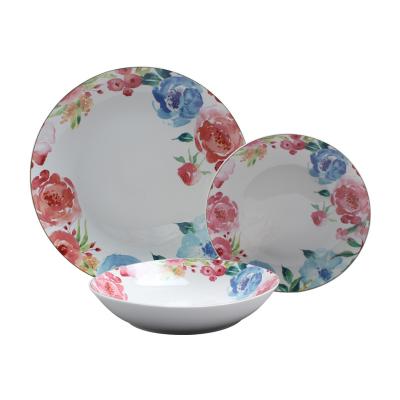 China Sustainable Wholesale European Floral Plant Design Dinnerware Set For Kitchen, Dining, Housewares, Restaurants for sale