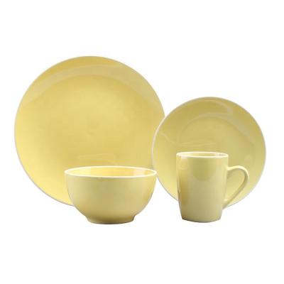 China Sustainable Housewares 16Pcs Eco Friendly Tableware Set Yellow Luster Stoneware Ceramic Dinner Set for sale