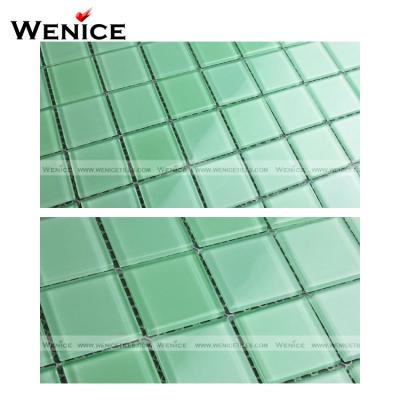 China Light Green Acid Resistant Crystal Glass Swimming Pool Mosaic for sale