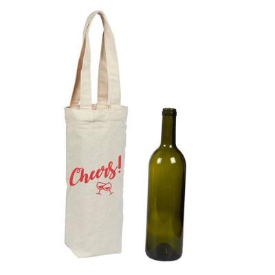 China Single Handled Cotton Canvas Wein Flasche Tasche Tote Bag Champagne Carrying Gift Wine Bottle Covers Rack Bag for sale