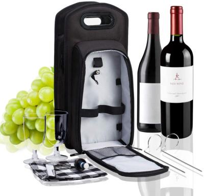 China Insulated Insulated Bag Insulated Wine Carrier Tote Cooler Gift Bag With Handle 9 Piece Wine Travel Cooling Bag for sale