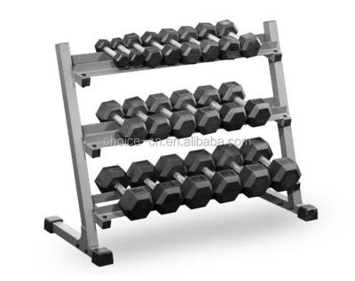 China Durable 2 Hex Rubber Dumbbell GymSet With Metal Handles Heavy Dumbbell For Single Weight for sale