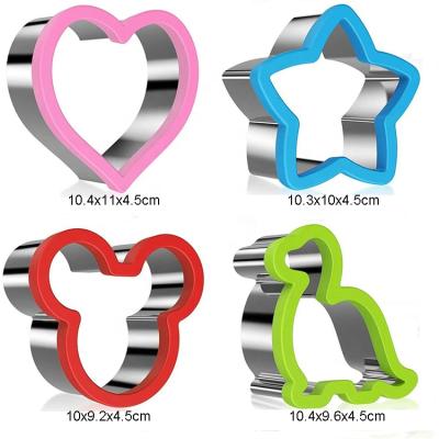 China Sandwich Cutter Stainless Steel Sustainable 4 Pieces Set Mickey Mouse Dinosaur Heart And Star Shapes Cookie Cutter for sale