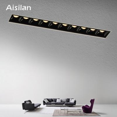 China Modern Black Multiheads Style 5w 10w 20w High Radiation Desktop Aisilan Radiation Fixture COB LED Trimless Linear Recessed Grill Downlight for sale