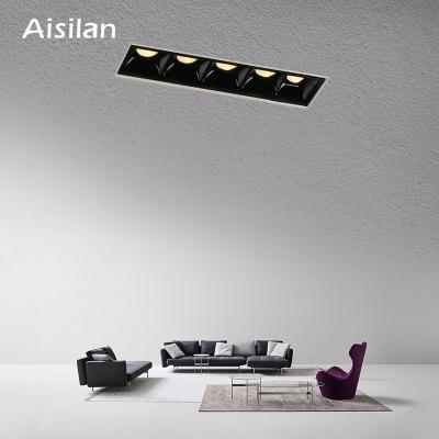 China Modern aisilan indoor recessed trimless square linear spot light living room cob led grill light for sale