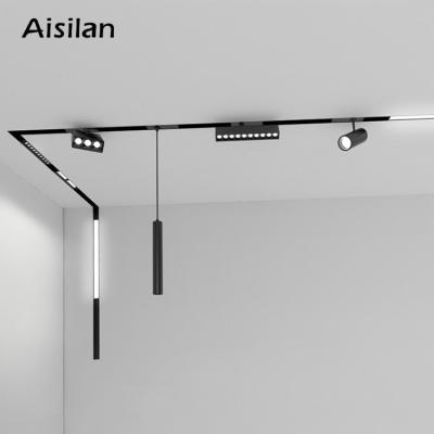 China Contemporary Aisilan wifi APP suction control smart flat flood spot light magnetic wall track pendant led spotlight for sale