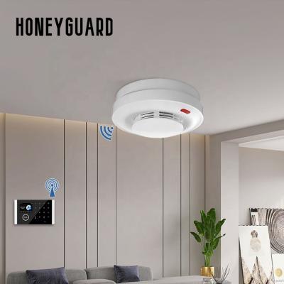 China HONEYGUARD HSA005 RF433 Wi-Fi Tuya Smart Smoke Detector APP Lifetime Smart Fire Alarm Wireless Conf Remote Control for sale