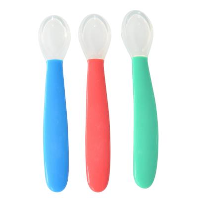 China Custom Baby Silicone Bpa Free PVC Free Cute Soft Training Feeding Spoon for sale