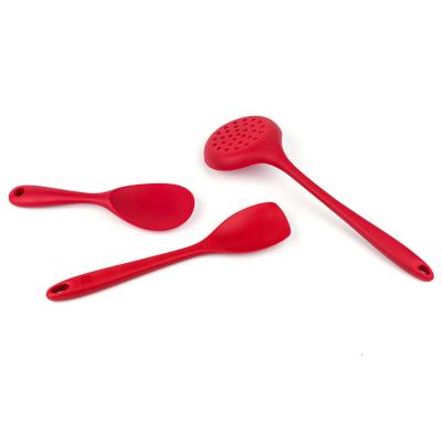 China Sustainable Kitchen Tools Silicone Skimmers Pouches Silicon Slotted Scoops And Eco - Friendly Utensil Set for sale