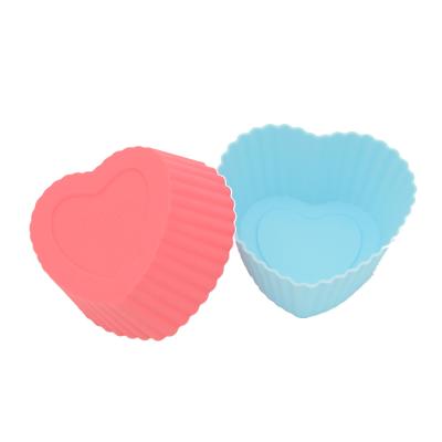 China Stars Heart Silicone Muffin Cup Cake Soap Mold Viable Non-Stick Easy Clean Round Round Set for sale