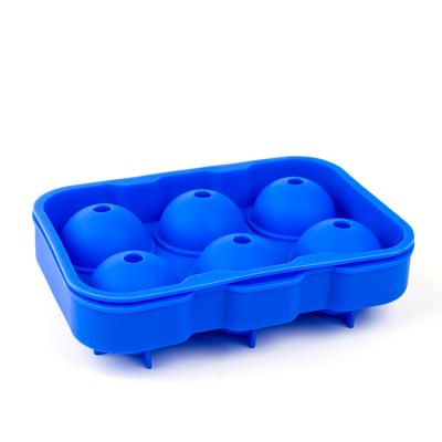 China Viable Fancy Certificated 6 Cavity Food Grade Silicone Ice Cube Tray With Lid Freeze Food Container for sale