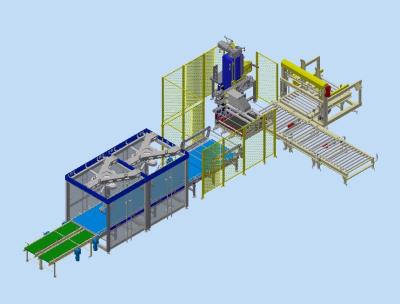 China Estación de control de automatización robótica Bolsa de embalaje de bebidas paletizador de columna única en venta