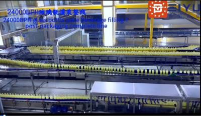 China 24000BPH Glasflasche 1000ml Saft Getränke Füllung + Nachverpackung komplette Linie zu verkaufen