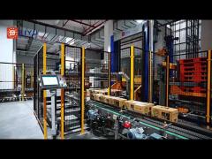 Single-lane gantry palletizer for 18,000 BPH beverage aseptic line