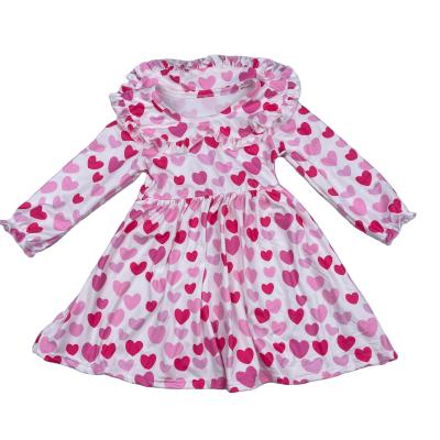 China Hot Sale Breathable Baby Girls Pink Dresses Long Sleeve Pink Collar Pirouette Dress For 0-12 Years Girls Lace Lovely Pink Dress 2022 for sale