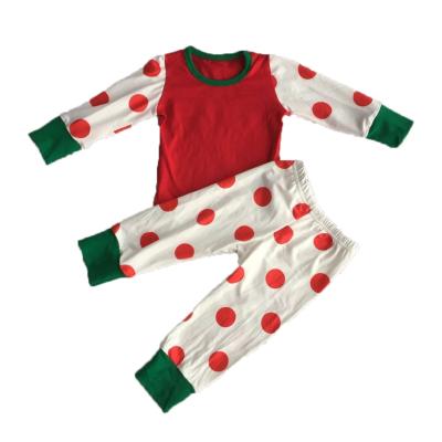 China Wholesale Loose Casual Polka Dot Print Pajamas Children Long Sleeve Baby Pajamas Christmas Kids Pajamas Set For Autumn for sale