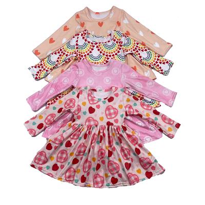 China Cute Breathable Boutique Girls Pink Dresses Long Sleeve Pink Pirouette Dress For 0-12 Years Girls Lace Lovely Pink Dress for sale