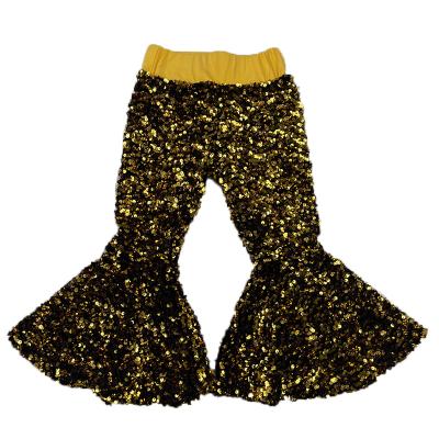 China Breathable Wholesale Kids Boutique Clothing Kids Sequin Flare Pants Little Girls High Waist Bell Bottom Pants for sale