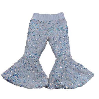 China Wholesale Breathable MOQ Kids Sequin Bell Bottom Bottoms Pants Little Girls High Waist Rocket Pants for sale