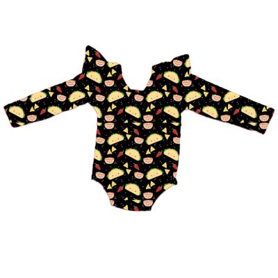 China Milk YIWU Factory Directly Custom Print Romper Wholesale Newborn Infant Silk Baby Girl Taco Autumn Onesie Romper For Kids for sale