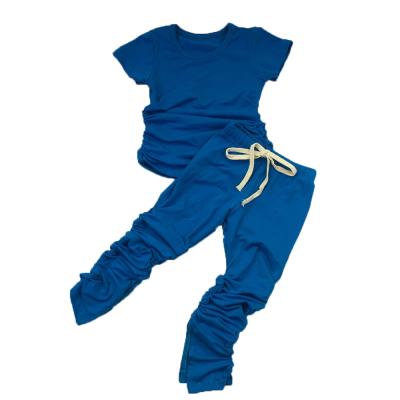 China Hot Selling Little Girls Casual Single Cotton Stacked Pants Set Kids Autumn 2 Piece Outfits 2020 for sale