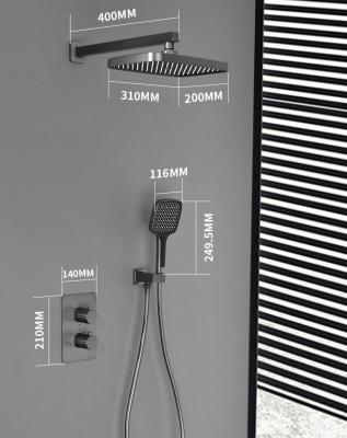 China HUARUILI sliding bar being built into hidden wall to mount thermostatic chrome rainfall bath shower set for sale