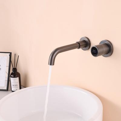 China Thermostatic Faucets HUARUILI High-Tech Water Generating Led Digital Display Basin Faucet Mixer Washroom Tap Concealed for sale