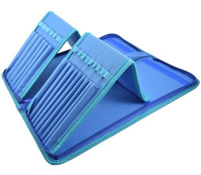 China Fashion Blue Color Professional Artist Brush Canvas Bag For Artist Packing Brush for sale