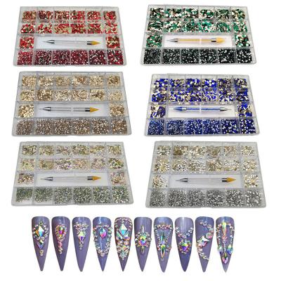 China 3d Nail Art DIY Decoration Best Selling Rhinestones For Nail Art Charm Decorations Box 3D Acrylic Rhinestones Decoration for sale