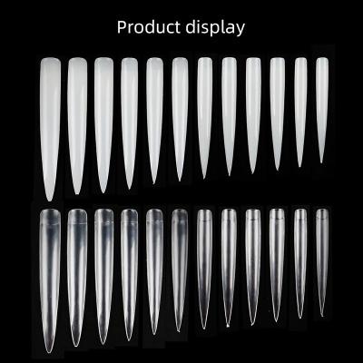 China Easy Apply 2021 Wholesale ABS Acrylic Nails Extra Long Sharp Nail Stiletto Tips False Pointed Nail Art Display Tips for sale