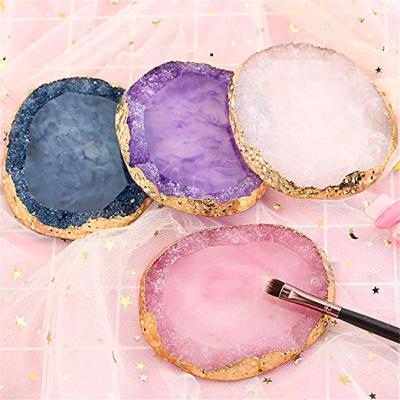 China Nail Tips Rack Display Paint Tray Display Tools Golden Edge Resin Nail Art Palettes Drawing Plates Manicure for sale