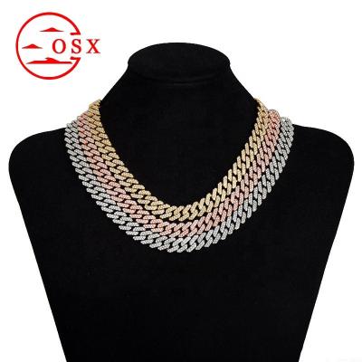 China Wholesale 12mm Hip Hop Vintage Necklace Jewelry Bling Bracelet Iced Out Miami Cuban Link Fork Chain Necklace For Men Women Jewelry for sale