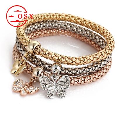 China Vintage Wholesale Hot Sale Multi-color Set Elastic Corn Chain Diamond Butterfly Pendant Diybracelet Set for Women for sale