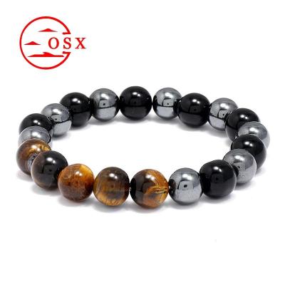 China TRENDY Factory Hot Sale Simple Tiger Eye Stone Beaded Bracelet Men Evil Eye Charm Bracelet Natural Handmade Bead Stone Bracelet for sale