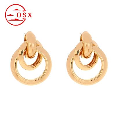 China TRENDY hot sale fashion gold circle earrings party temperament dress with accessories Matte Combination Earrings Woman for sale