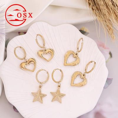 China Amazon Hot Sale Romantic Star Love Stainless Steel Five-pointed Stud Earrings Women, Party Dinner and Travel Fashion Matching Earrings for sale