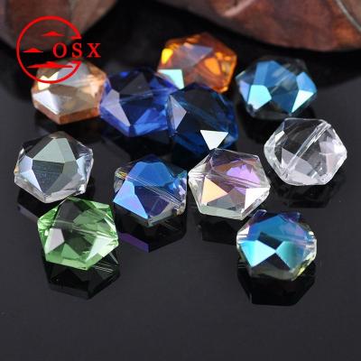 China Colorful Jewelry Beads Wholesale High Quality and Cheap Fashion Loose Beads 12mm 14mm Crystal Hexagon Faceted Beads for Jewelry Making for sale